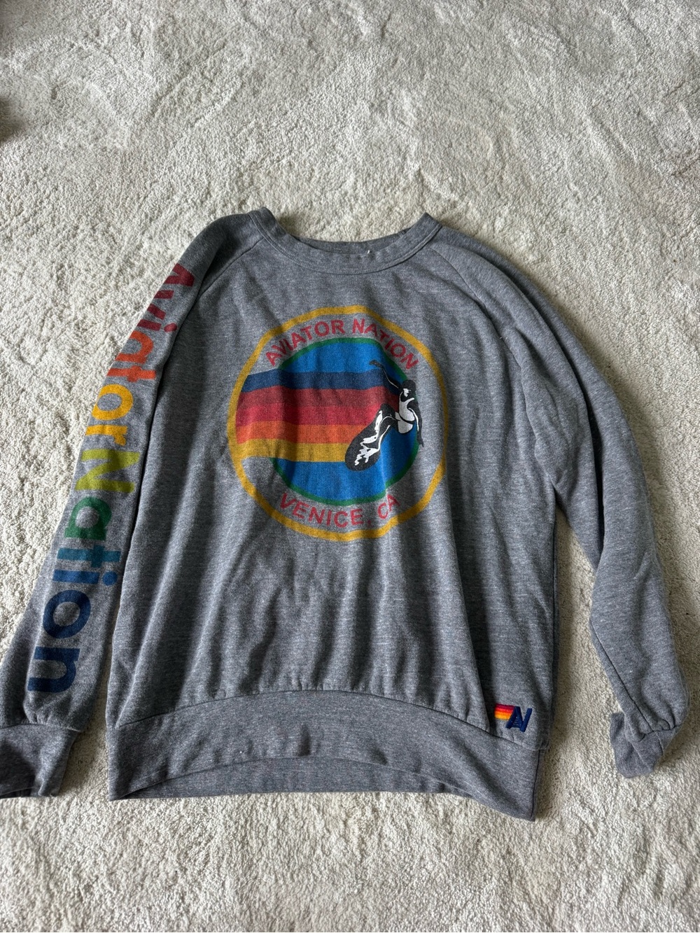 Aviator Nation Men's Gray Rainbow Logo Sweatshirt